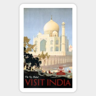 VISIT INDIA The Taj Mahal Tours and Cruises Vintage Holidays Travel Sticker